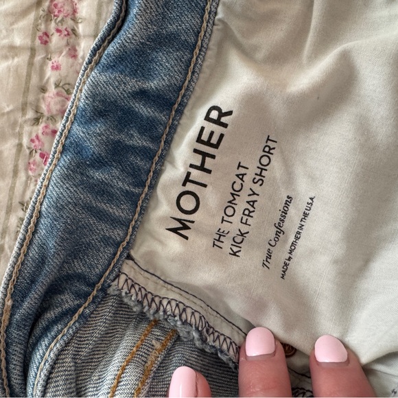 MOTHER Light Blue Distressed Denim Cutoff Shorts - Picture 3 of 4